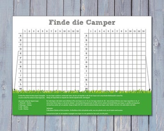 Spiel Finde die Camper | Spielblock | Schiffe versenken Camping | Spiele Camping | Camping Geschenk | Camper Geschenk