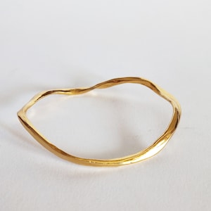 Wavy golden bracelet, modern bracelet, stacking golden bangle, stylish bangle, statement bracelet, gift for her, mom gift, affordable jewel