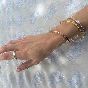 Wavy Bangle Set: Pink-Gold, Yellow-Gold, Silver Plated Bangles