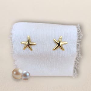 Gold Starfish Stud Earrings: Minimalist Ocean Inspired Beach Wedding Jewelry