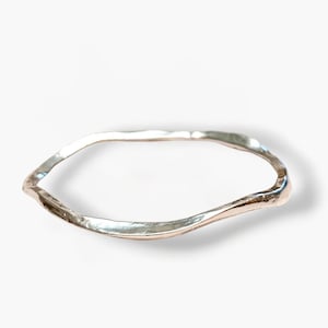 Extra large Wavy silver plated bangle bracelet – for large hands, modern stacking jewelry