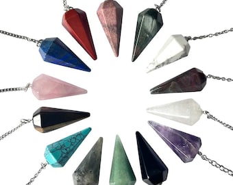 UK Natural Gemstone Quartz Point Dowsing Pendulum Dowser Scrying Radiesthesia Healing