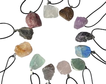 Raw Stone Gemstone Pendant Necklace Calming Healing Anxiety Relief