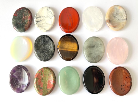 Natural Gemstone Thumb Worry Stone Palm Stone Anxiety Calming Stress Relieving
