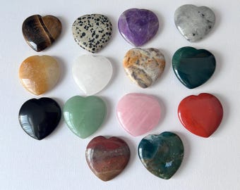 Natural Gemstone Thumb Worry Stone Heart Shape Palm Stone Anxiety Calming Stress Relieving