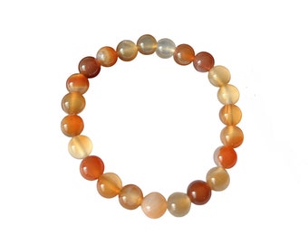 UK Seller! Real Fine Carnelian Beaded Bracelet Stretch Fit Crystal Gemstone 8mm