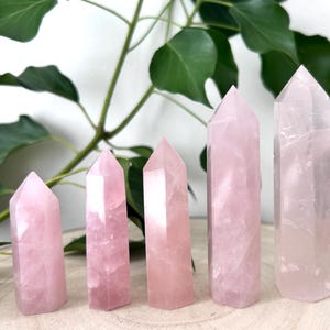 Natural Rose Quartz Tower Point Wand Crystal Column Hexagonal Stone Healing Stone