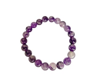 UK SELLER! Natural Bead Chevron Amethyst Bracelet Chakra Gemstone 8mm