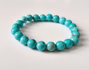 Natural Blue Turquoise Calming Stone Bracelet Round Beads Gemstone healing Stone 4/6/8mm