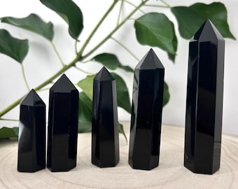 Natural Black Obsidian Tower Natural Crystal Point Wand Crafting Stone Healing Gemstone