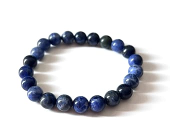 UK SELLER! Natural Bead Sodalite Bracelet Gemstone Calming Stone 8mm
