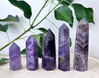 Natural Dream Amethyst Tower Natural Gemstone Point Wand Crafting Stone Calming