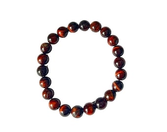 UK SELLER! Natural Bead Red Tiger Eye Bracelet Calming Gemstone 8mm