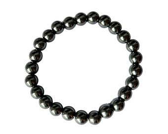 UK SELLER! Real Natural Beads Hematite Bracelet Gemstone Healing 8mm
