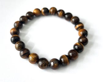 UK SELLER! Natural Yellow Tiger Eye Bracelet Healing Gemstone 4/6/8mm