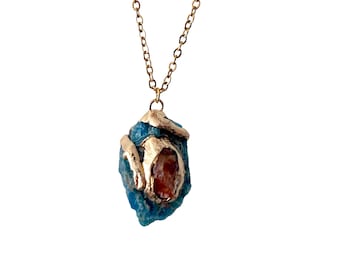 Chunky Natural Apatite Pendant Necklace Love and Healing Gemstone