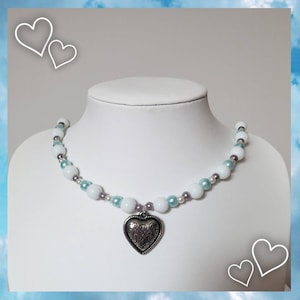 Handgemachte Halskette aus hochwertigen Rohstoffen, Mermaidcore, Fairycore, Geschenk für Sie/Ihn, Cottagecore, süß, weich, seacore, Liebe,