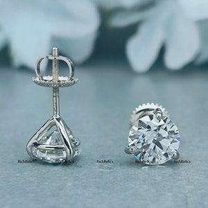 Dezzling Martini Glass Style Earring in 925 Silver / 3-Prond Martin Set Round Solitaire Stud Earrings / Everyday Earrings / Bridal Earrings