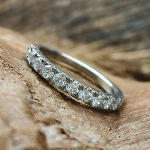 Round Cut Full Eternity Band in 925 Silver / Simulant Diamond Wedding Bands / Stackable Eternity Ring / Matching Bands