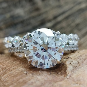 3,0 karat minimalistisk rundslipad simulerad CZ 14K roséguldpläterad förlovningsring/9 mm rund simulerad diamant 925 Starling silvervigselring