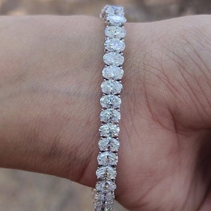 4x6mm Oval Cut Simulated Diamond Tennis Bracelet/ Moissanite Bracelet/ Gold Plated Bracelet/ 925 Starling Silver Bracelet/ Celebrity&#39;s Style