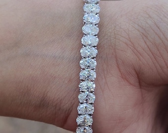 4 x 6 mm Oval Cut Simulierte Diamant Tennis Armband / Moissanite Armband / Vergoldetes Armband / 925 Starling Silber Armband / celebrity's Style