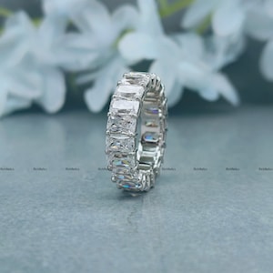 Radiant Cut Full Eternity Band/ Simulant Diamond Wedding Band/ Full Eternity Band/ 7.86 CT Flowless Radiant Stackable Matching Eternity Ring