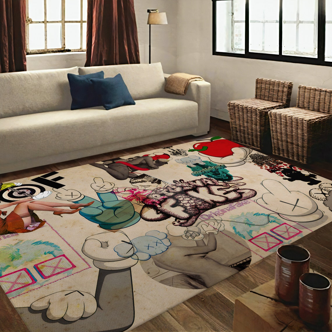 Kaws Rug Hypebeast Rug Kaws Figure Sneaker Rug Kaws Print Etsy