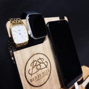 Custom Wood Docking Station: Phone, Wallet, Watch, Sunglasses Holder