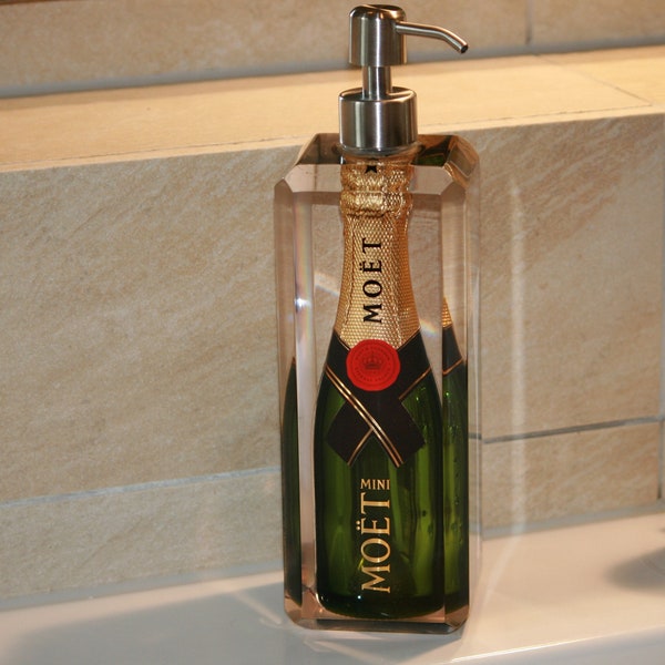 Seifenspender, Glas Handseife,Moet Champagne, Pumpspender,Flüssigseifen,soap dispenser,