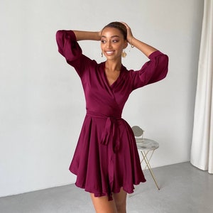 Burgundy Mini Dress Etsy UK