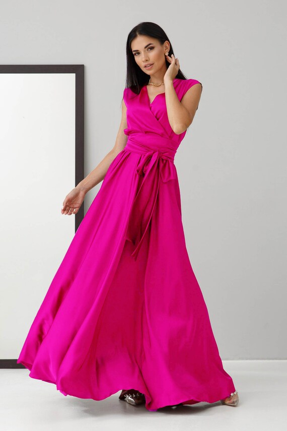 Hot pink dress for cheap wedding