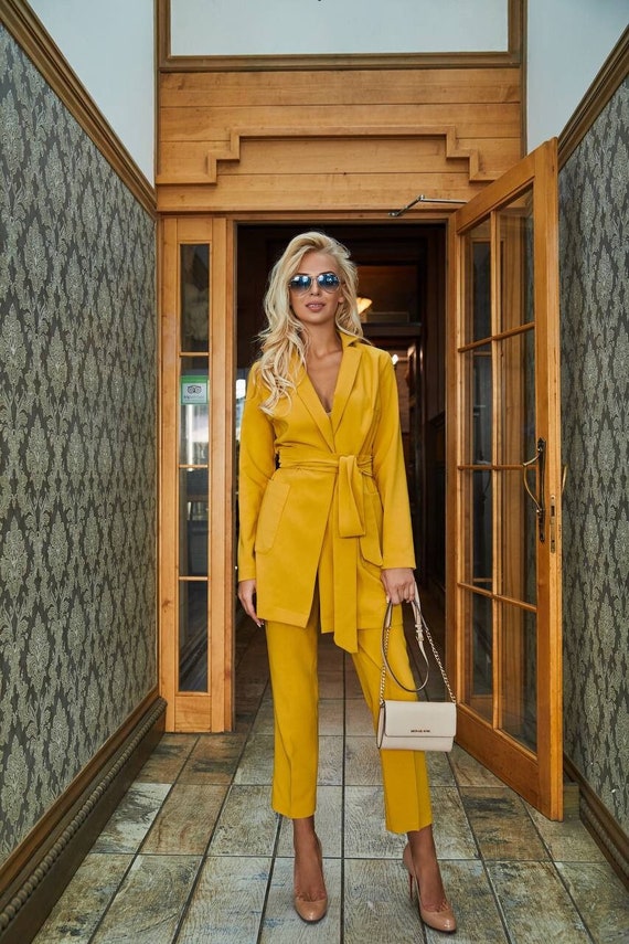 Mustard pantsuit cheap