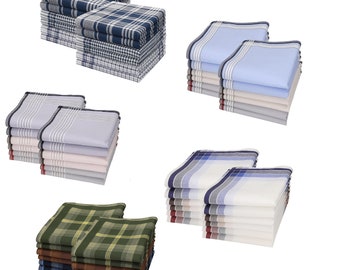 Betz 12 Stück Herren Stoff Taschentücher Set Leo 4 100%Baumwolle Größe 40x40 cm