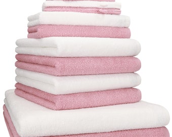 Betz 12 tlg. Handtuch Set BERLIN Liegetücher  Handtücher  Gästetücher  Seiftücher und  Waschhandschuhe Farbe lotus - weiß