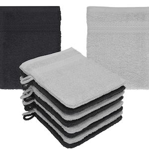 Betz 10 pieces wash gloves PREMIUM 100% cotton washcloth set 16 x 21 cm color graphite - silver gray