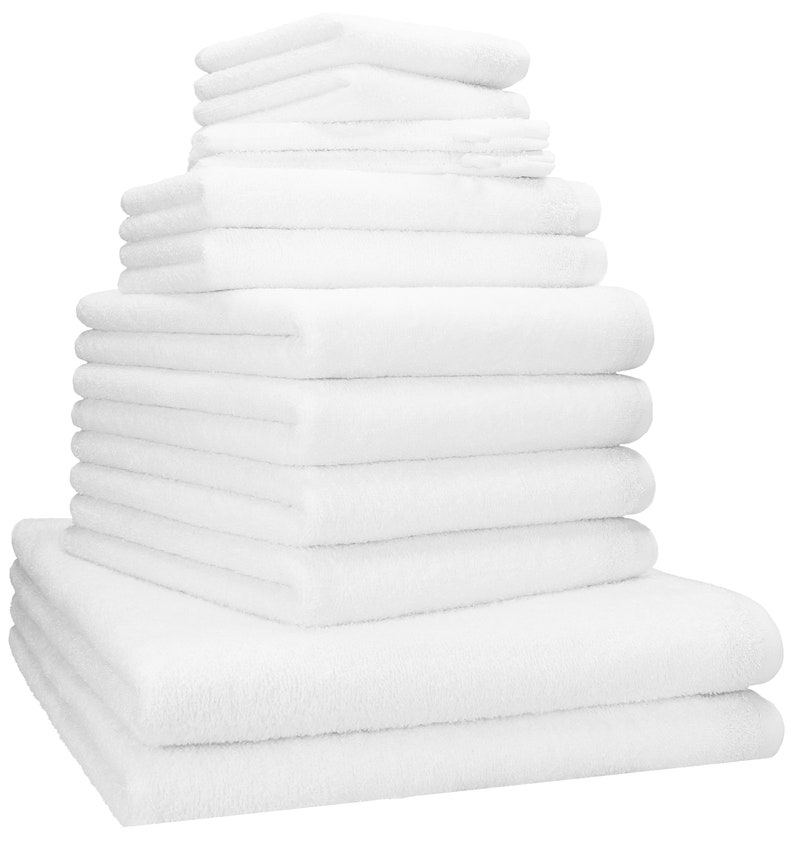 Betz 12 tlg. Handtuch Set BERLIN 100% Baumwolle Liegetücher, Handtücher, Gästetücher, Seiftücher und Waschhandschuhe weiß - BERLIN