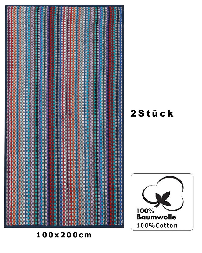 Betz 2 Stück Badetücher XXL Duschtücher Saunatuch Badetuch 100% Baumwolle Duschtuch Karo BUNT 100 x 200 cm