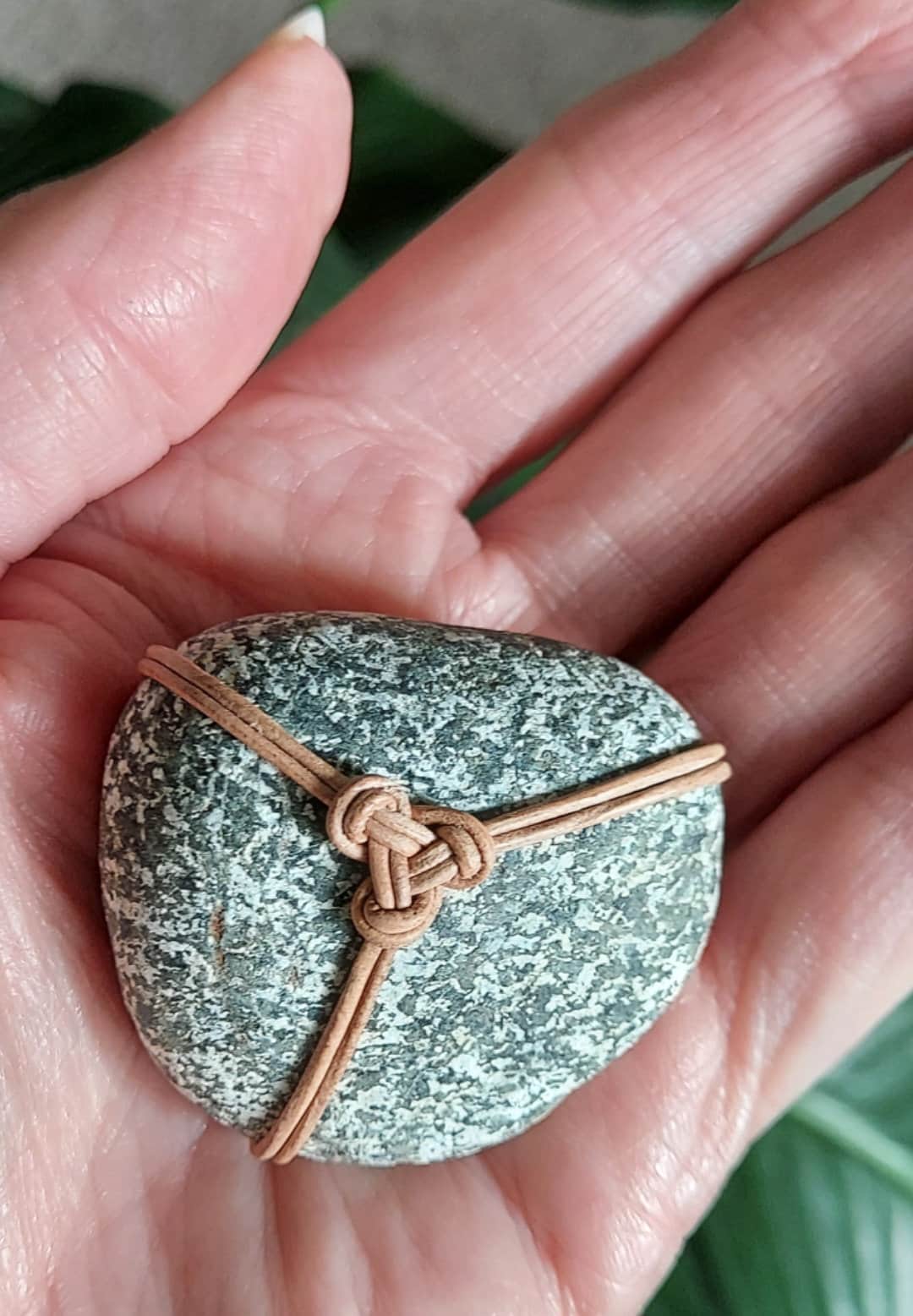 Leather Wrapped Stones Serenity Stone Unique Gift Table Etsy