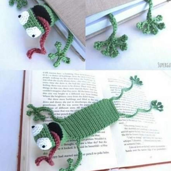 Marque-page au crochet grenouille fait à la main