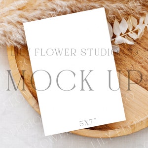Mockup 5x7 Wedding Invitation Sign Flat Lay Stationery Mock Up | Invite Mockup | Boho Photoshop Mockup | Modern Minimalist | Pampas Mockup
