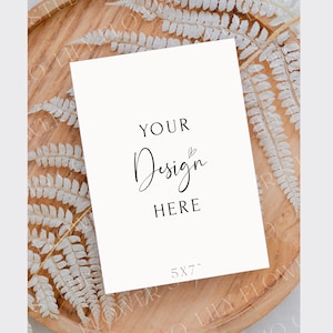 Mockup 5x7 Convite Casamento Flat Lay Papelaria Mock Up | Maquete de convite | Maquete Boho Photoshop | Minimalista Moderno | Maquete de rattan pampas