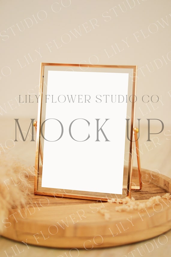 5x7 Frame Mockup | Gold Frame Wedding Sign Mock Up | Metallic Photo Frame Photoshop Mock Up | Modern Minimalist | Boho Mock Up Invite Mockup