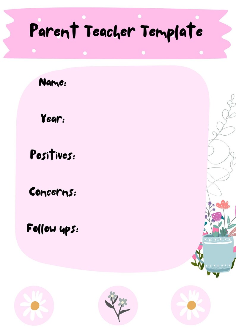 Parent Teacher Interview Template Etsy