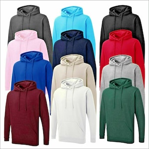 Mens Pullover Hoodie Hooded Sweatshirt Fleece Top Plain Hoody Jumper