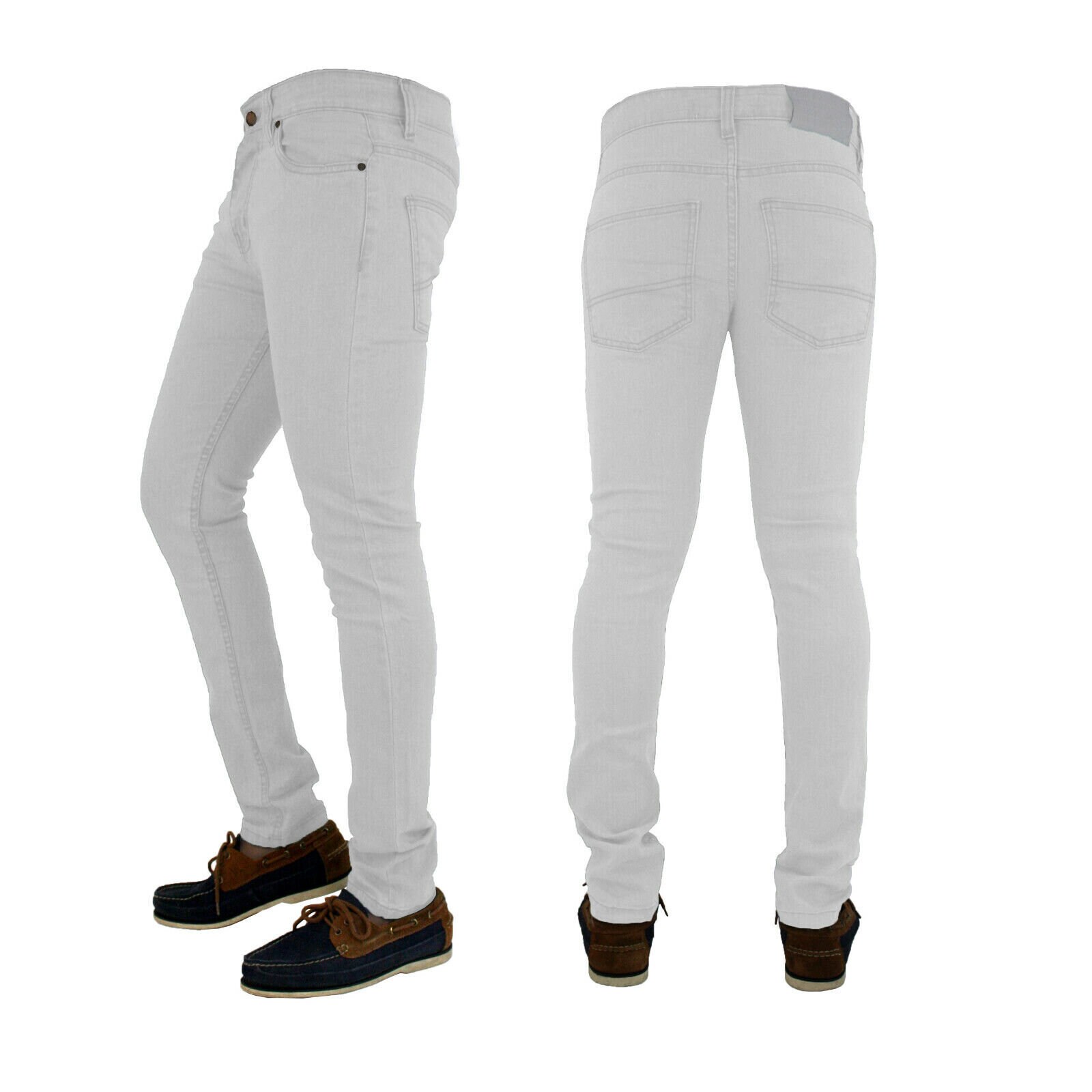 Mens Slim Fit Skinny Jeans Super Stretch Denim Basic Pants All Waist ...