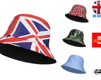 Union Jack Unisex Reversible Bucket Hat Queen's Jubilee British Hats