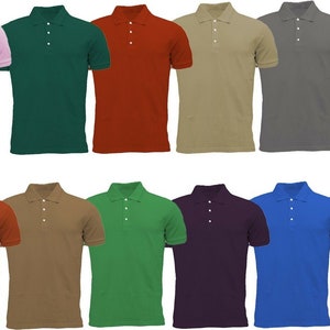 Peut inclure: Un ensemble de 12 polos de différentes couleurs, dont rose, vert, rouge, beige, gris, blanc, orange, marron, vert lime, violet, bleu et noir.