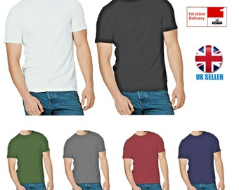1 , 3 & 5 Pack Mens T-Shirt Cotton Plain Tee Shirts T Shirt Round Neck Lot New