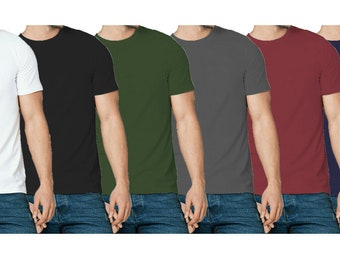 New Mens 5 Pack Cotton Plain Heavy T Shirts Top Wholesale S M L XL 2XL Tshirt